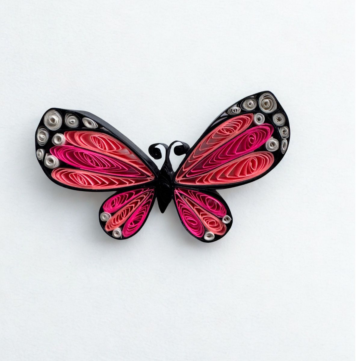 Handcrafted paper quilled butterfly fridge magnet available in Lavender Emperor, Blue Morpho, Emerald Swallowtail, Red Lacewing and Monarch colour variants.