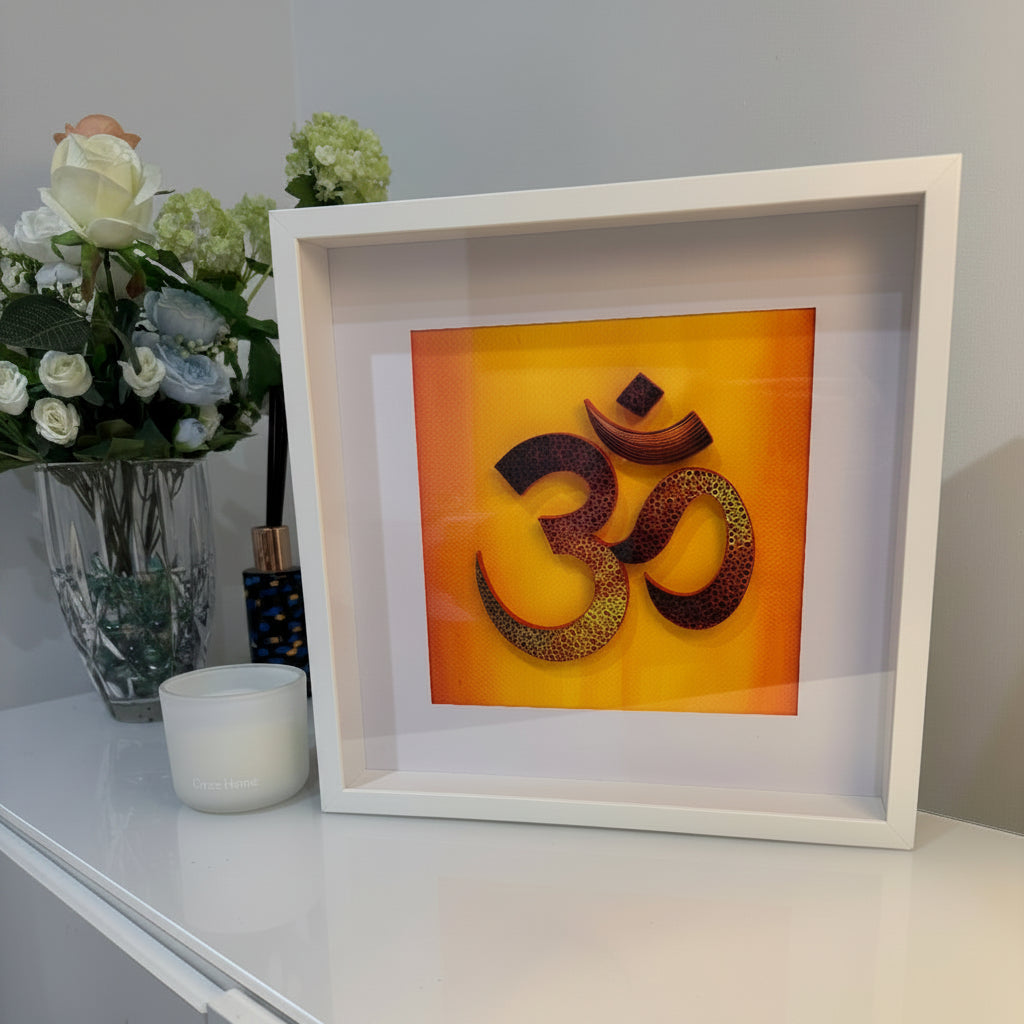 Handmade OM wall art framed paper quilling decor