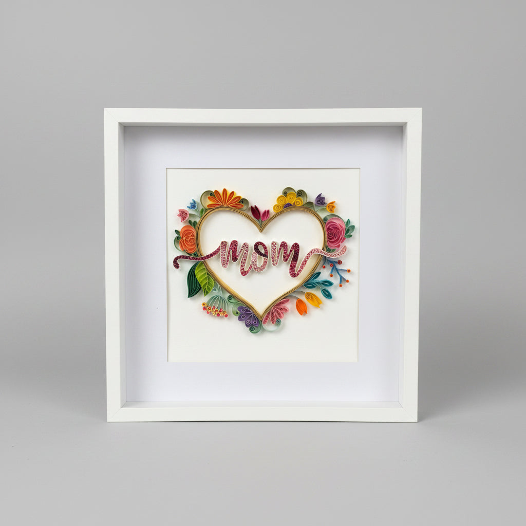 Handcrafted Mum Floral Heart Wall Art