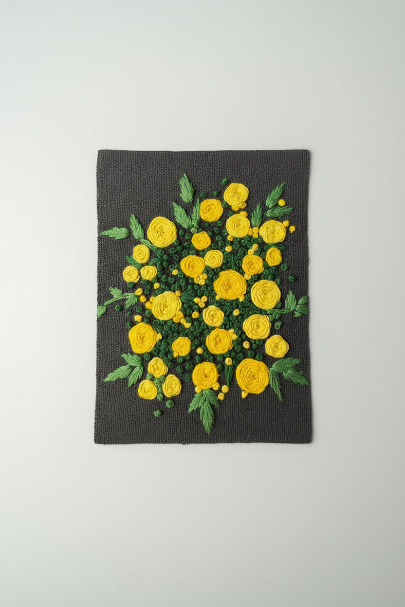 Handmade Embroidered Floral Journal | The Bouquet | Navy