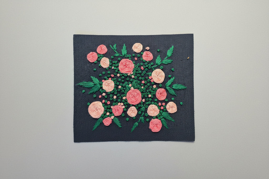 Handmade Embroidered Floral Journal | The Bouquet | Navy