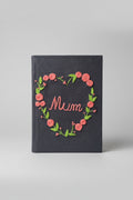 Handmade Embroidered 'Mum' Journal | Floral Heart | Navy