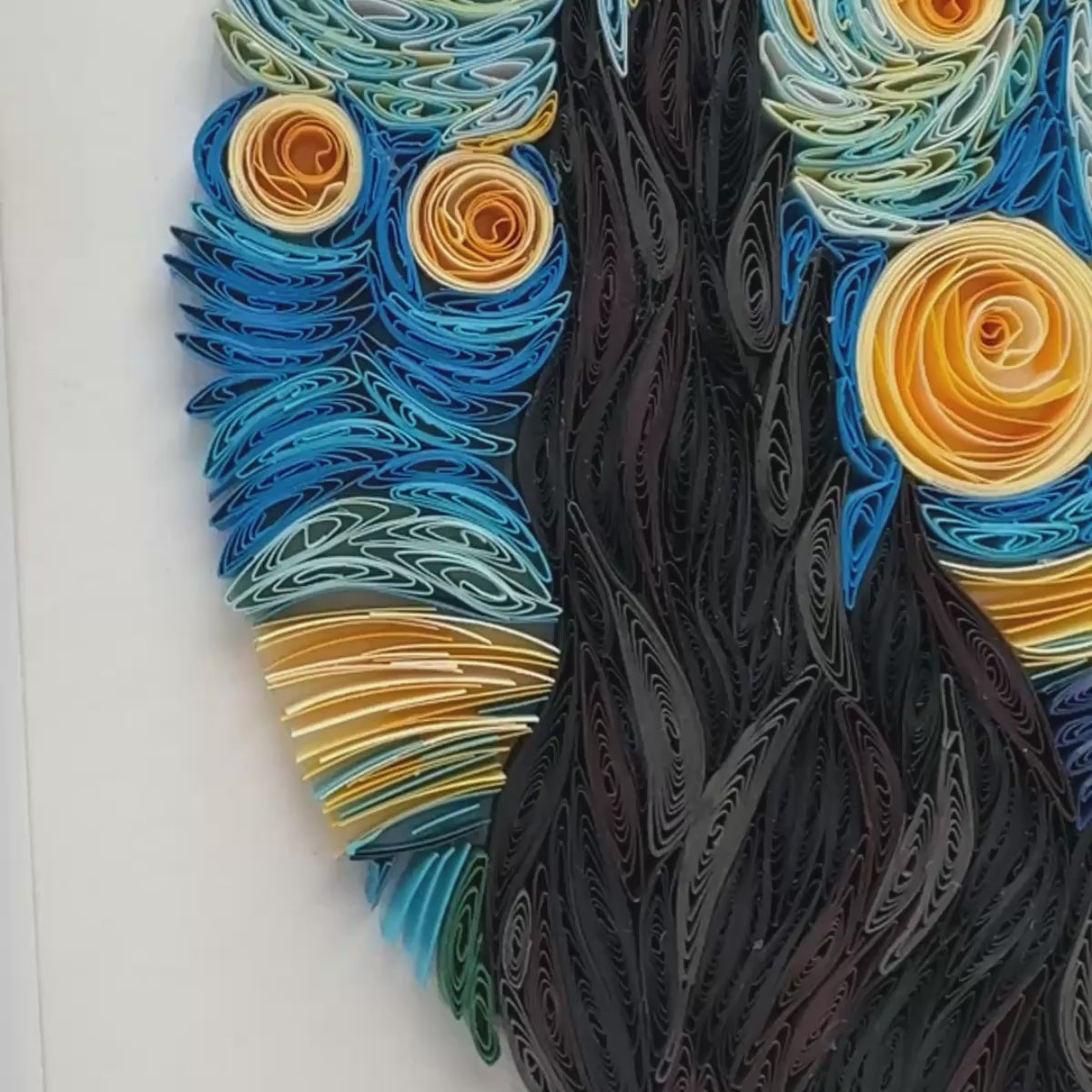 Van Gogh Starry Night Paper Quilling Wall Art | Framed Starry Night Decor | Art Lover Gift
