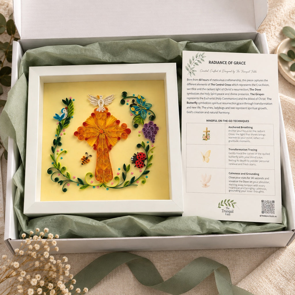 Radiance of Grace Christian paper quilling artwork gift box with story and mindfulness card